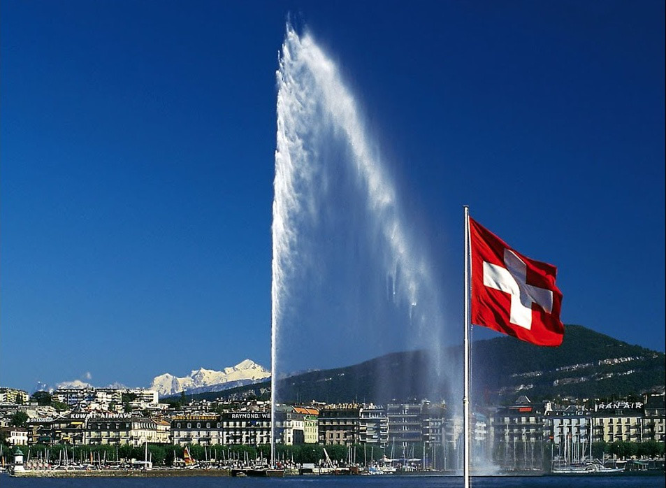 Paysage Genève jet d'eau
